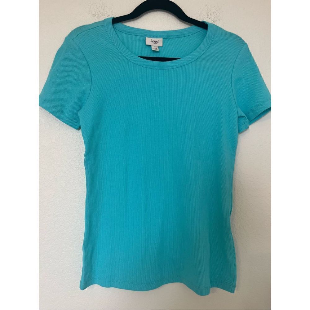 Jenni Ribbed Aqua Blue Tee - New